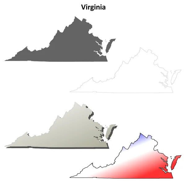 バージニア概要地図セット — ストックベクタ