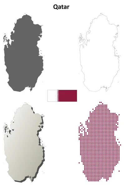 Catar esquema mapa conjunto — Vector de stock