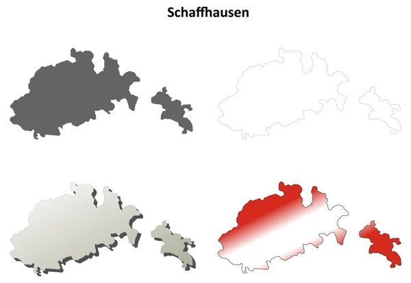 Schaffhausen bianco schema dettagliato set mappa — Vettoriale Stock