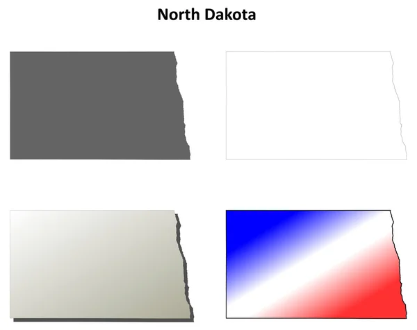 Dakota del Norte esquema mapa conjunto — Vector de stock