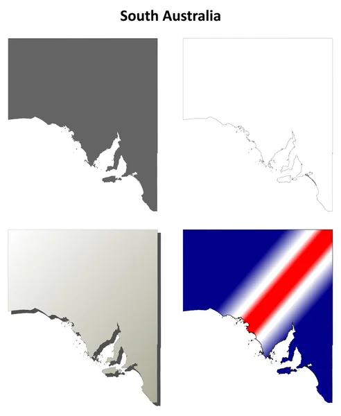 Australia Meridionale serie di mappe dettagliate in bianco — Vettoriale Stock