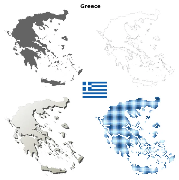 Isolerade Tom konturkartor av Grekland — Stock vektor