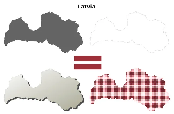 Letonia esquema mapa conjunto — Archivo Imágenes Vectoriales