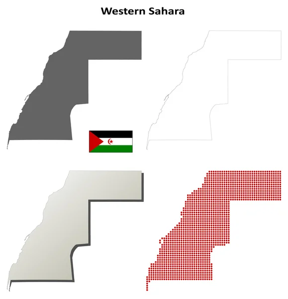 Sahara Zachodnia kontur mapa zestaw — Wektor stockowy