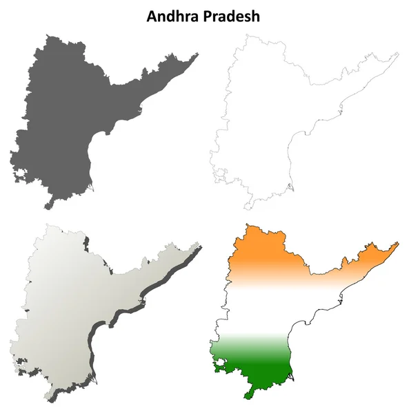 Andhra Pradesh kontur karta set — Stock vektor