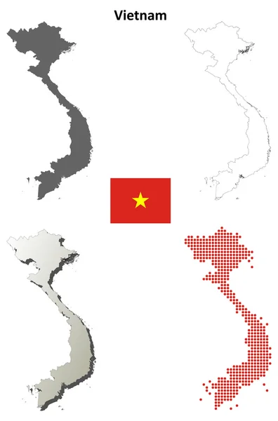 Vietnam esquema mapa conjunto — Archivo Imágenes Vectoriales