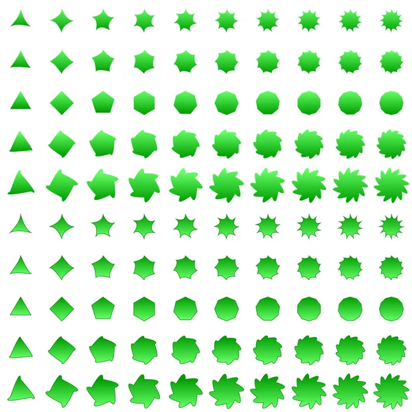 Green deformed polygon shape collection — Stock Vector