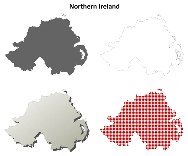 Irlandia Północna kontur mapa zestaw — Wektor stockowy
