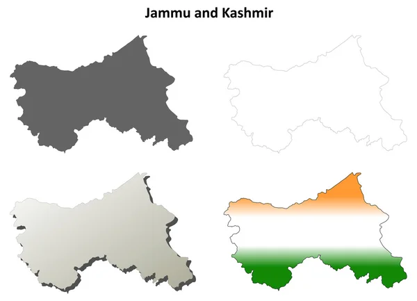 Jammu och Kashmir kontur karta set — Stock vektor