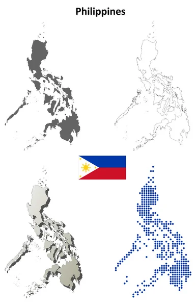 Filipinas esboço mapa definido — Vetor de Stock