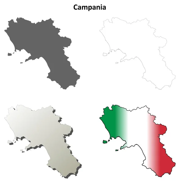 Campania kontur karta set — Stock vektor