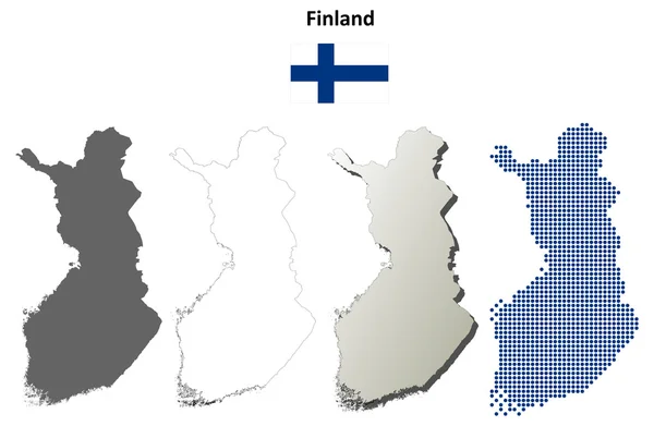 Puste szczegółowe mapy konturowe z Finlandii — Wektor stockowy