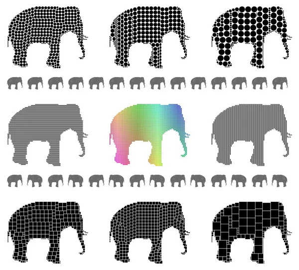 Elephant silhouettes — Stock Vector