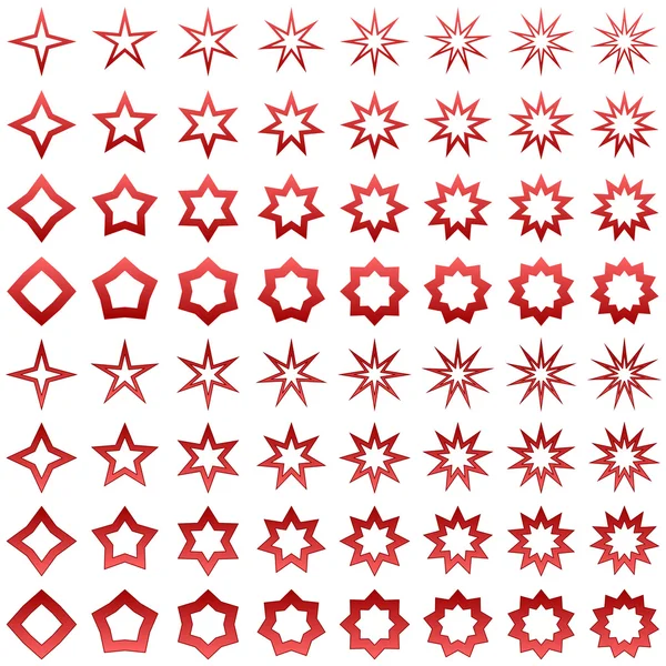 Red star shape collection — Stock Vector