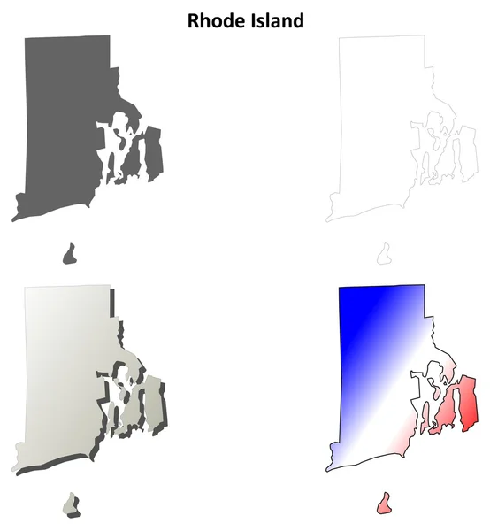 Rhode island kontur mapa zestaw — Wektor stockowy