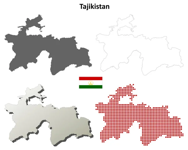 Set di mappe generali del Tagikistan — Vettoriale Stock