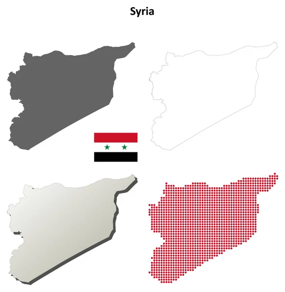 Siria esquema mapa conjunto — Vector de stock