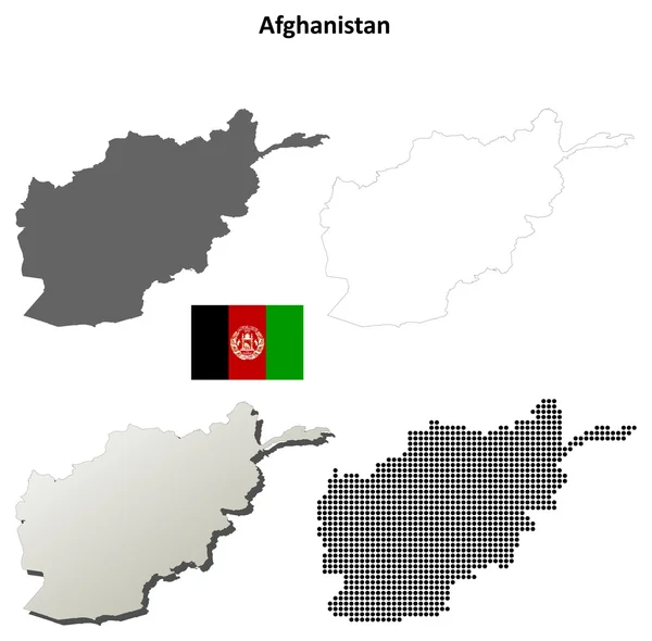 Afghanistan Tom detaljerad beskrivning karta set — Stock vektor