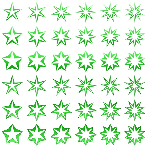Green star shape set — Stock Vector