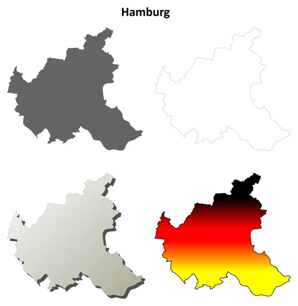 Hamburg overzicht kaart set — Stockvector