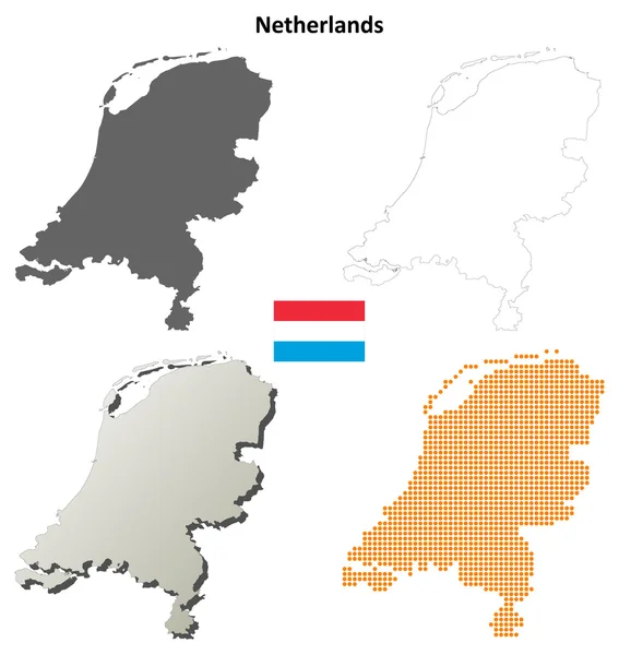 Hollanda ana hat haritası ayarlandı — Stok Vektör