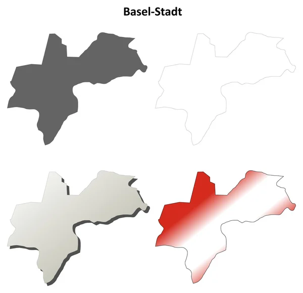 Basel-Stadt serie di mappe dettagliate in bianco — Vettoriale Stock