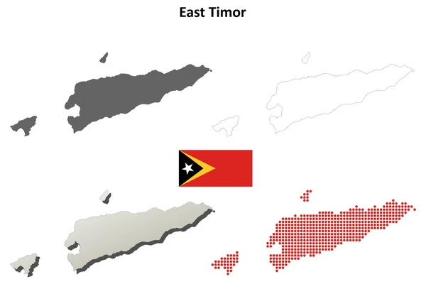 Východní Timor osnovy mapu sada — Stockový vektor