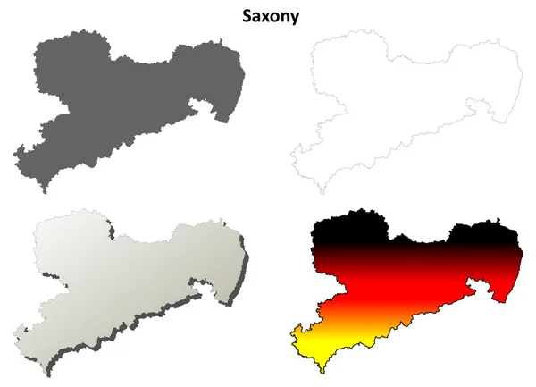 萨克森州空白大纲设置的地图 — 图库矢量图片