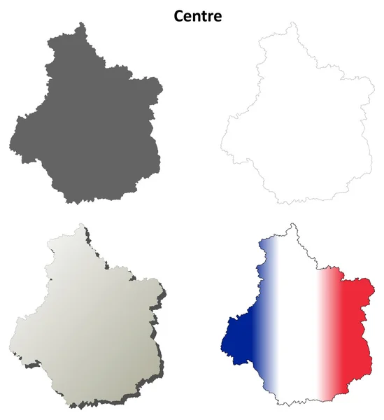 Centro regione vuoto schema dettagliato insieme mappa — Vettoriale Stock