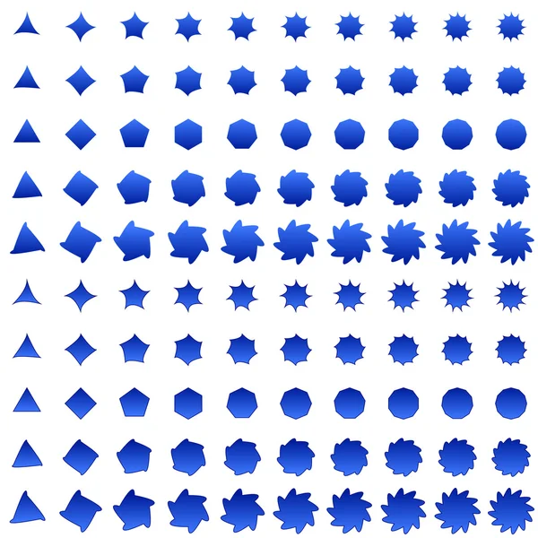 Blauwe misvormde veelhoek vorm collectie — Stockvector