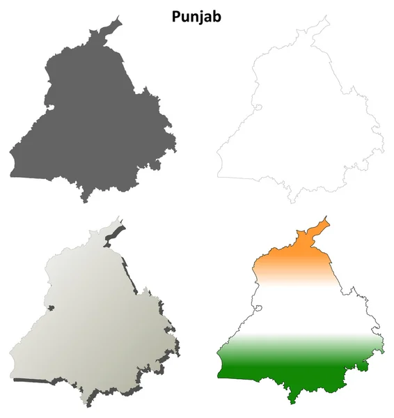 Set mappa contorno Punjab — Vettoriale Stock