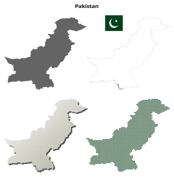 Pakistan kontur karta set — Stock vektor