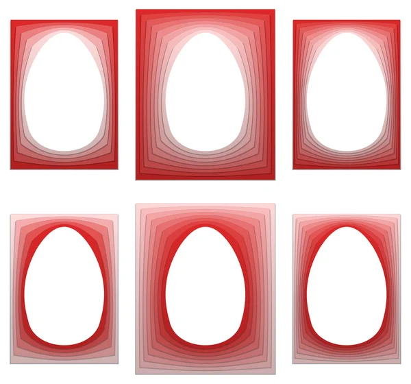 Red egg shaped frame collection — Stock Vector