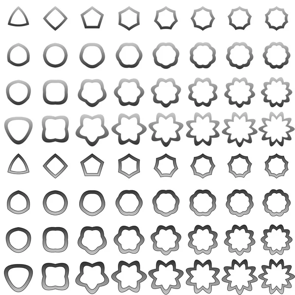 グレー曲線多角形図形のコレクション — ストックベクタ