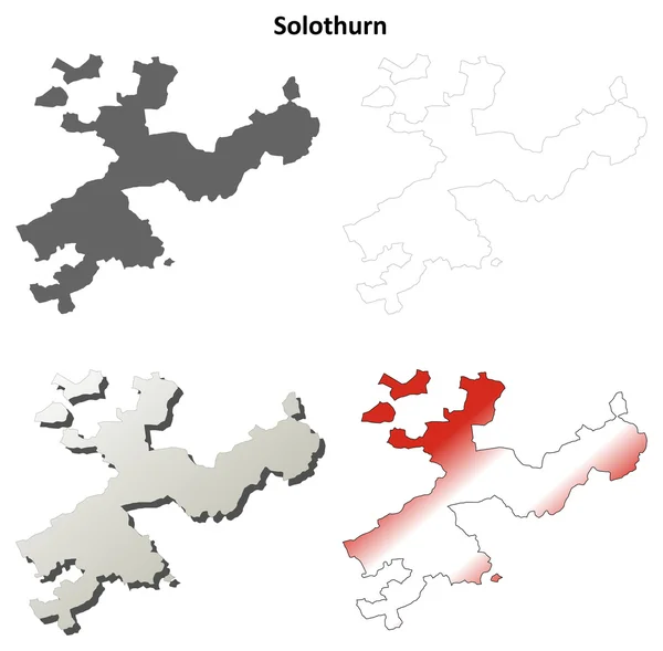 Solothurn en blanco esquema detallado mapa conjunto — Vector de stock