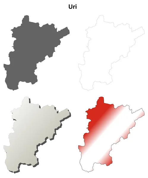 Uri en blanco esquema detallado mapa conjunto — Archivo Imágenes Vectoriales