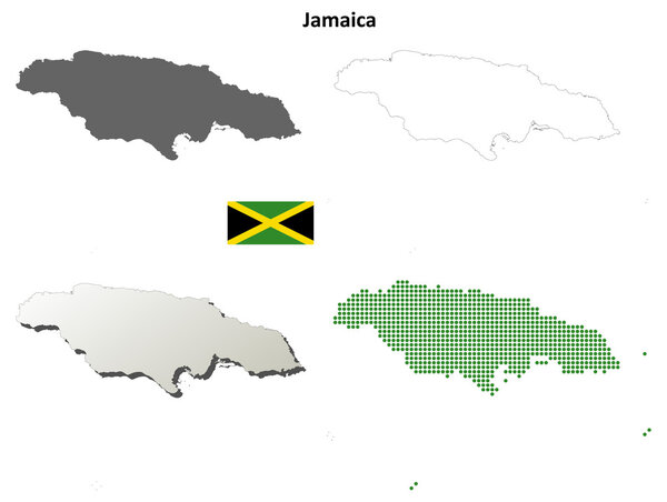 Jamaica outline map set