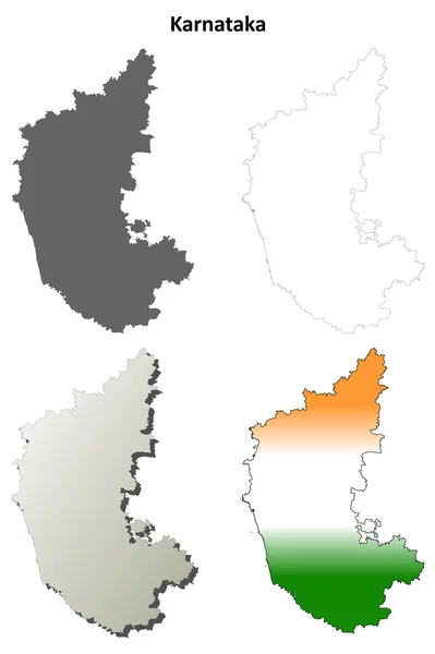 Karnataka schema mappa impostata — Vettoriale Stock