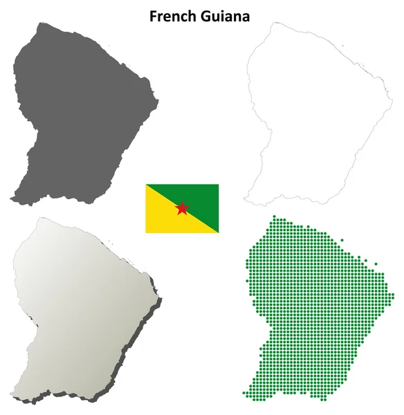 French Guiana blank detailed outline map set — Stock Vector