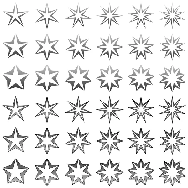 Grey star shape collection — Stock Vector