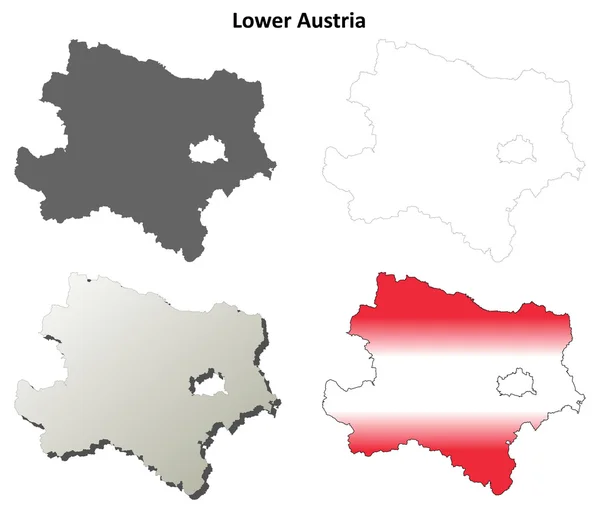 Dolna Austria kontur mapa zestaw — Wektor stockowy