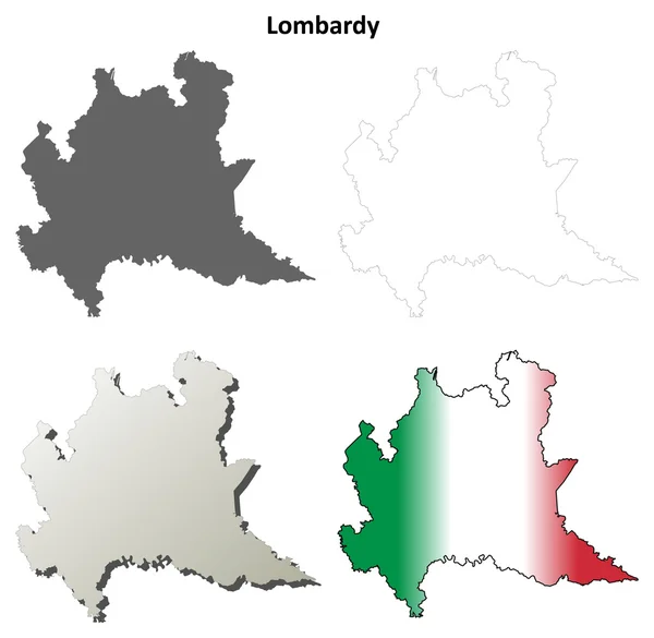 Lombardiet kontur karta set — Stock vektor