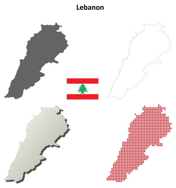 レバノン概要地図セット — ストックベクタ