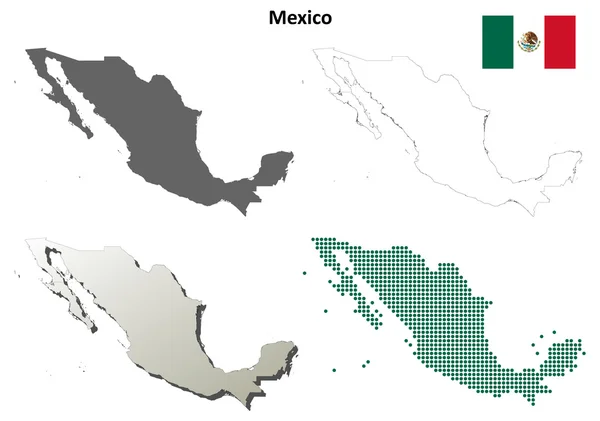 México esquema mapa conjunto — Archivo Imágenes Vectoriales