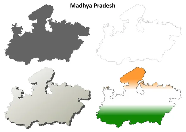 Set mappa contorno Madhya — Vettoriale Stock