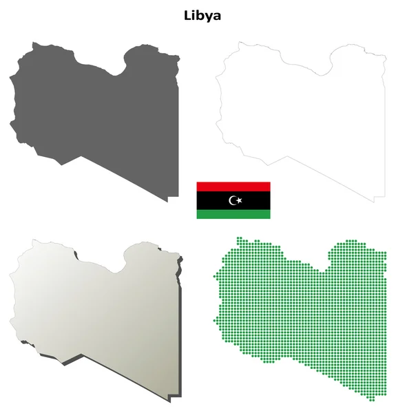 Líbia esboço mapa definido — Vetor de Stock