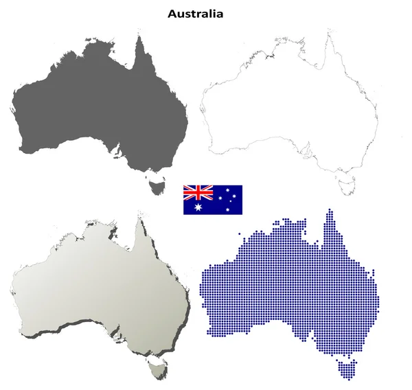 Australien skizze map set — Stockvektor