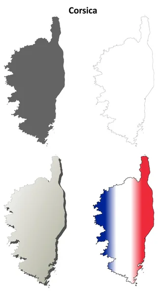 Korsika prázdné podrobné osnovy mapa sada — Stockový vektor