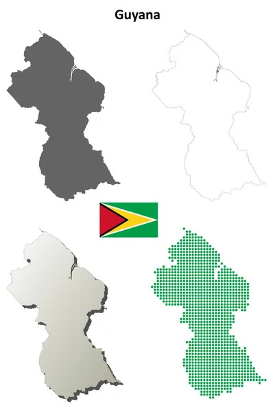 Guyane blanc plan détaillé jeu de carte — Image vectorielle