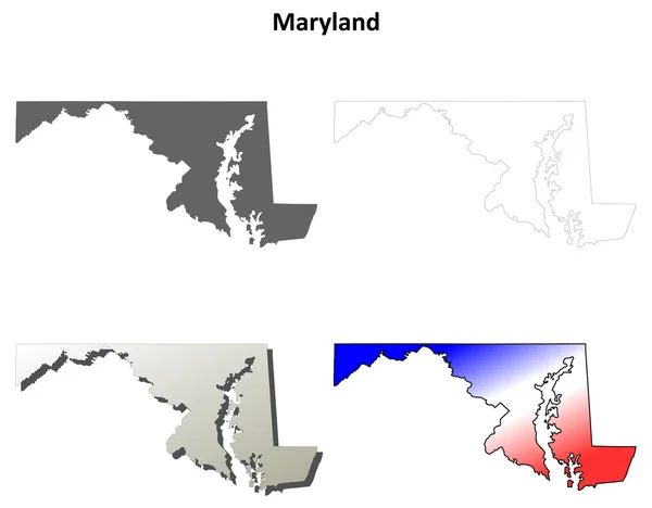 Maryland schema mappa impostata — Vettoriale Stock